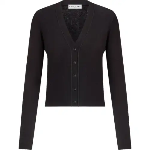 DIOR Cashmere Sweaters Women's Black V Neck Moderate