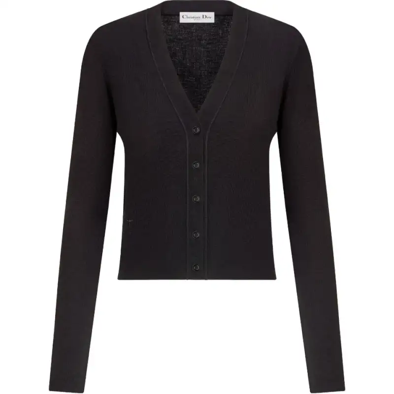 DIOR Cashmere Sweaters Women's Black V Neck Moderate