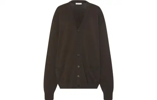 THE ROW Knitwear Women's Brown V Neck Moderate Cardigan