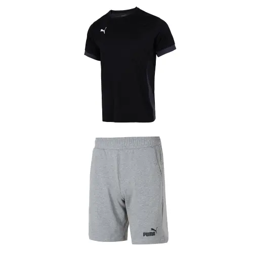 PUMA Casual Sportswear Men's Black+Gray Crew Neck Moderate