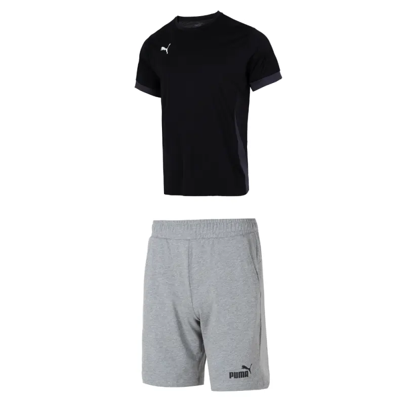PUMA Casual Sportswear Men's Black+Gray Crew Neck Moderate
