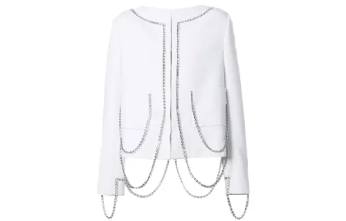Burberry Jackets Women's Glossy White Crew Neck Moderate
