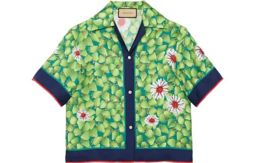 GUCCI Shirts Women's Green Lapel Moderate