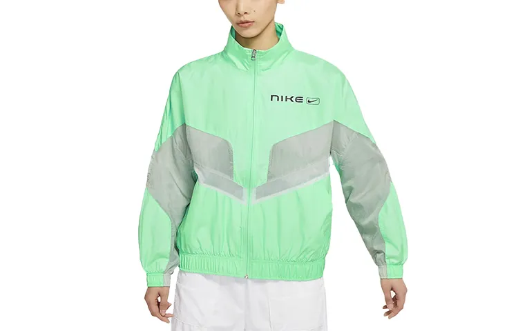 Nike Jackets Women's Green Stand Collar Moderate Straight Fit