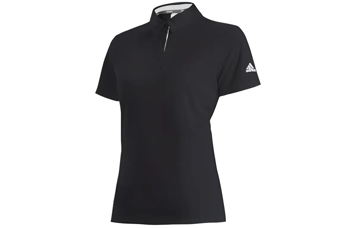 Adidas Polo Shirts Women's Black Polo Collar Moderate Straight Fit