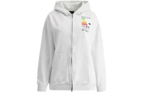 Balenciaga Energy Patched Jersey Oversized Hoodie White