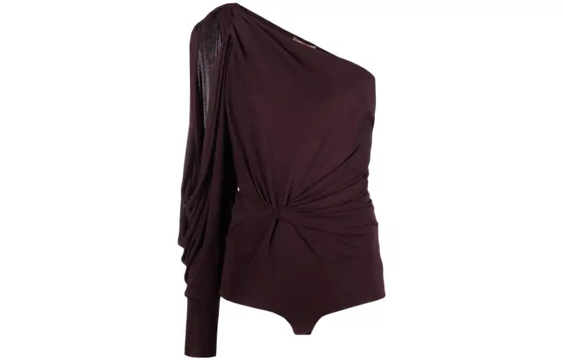 SAINT LAURENT One shoulder Asymmetric Bodysuit