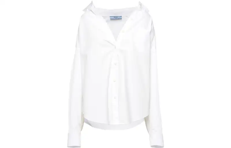 PRADA Logo embroidered Poplin Shirt