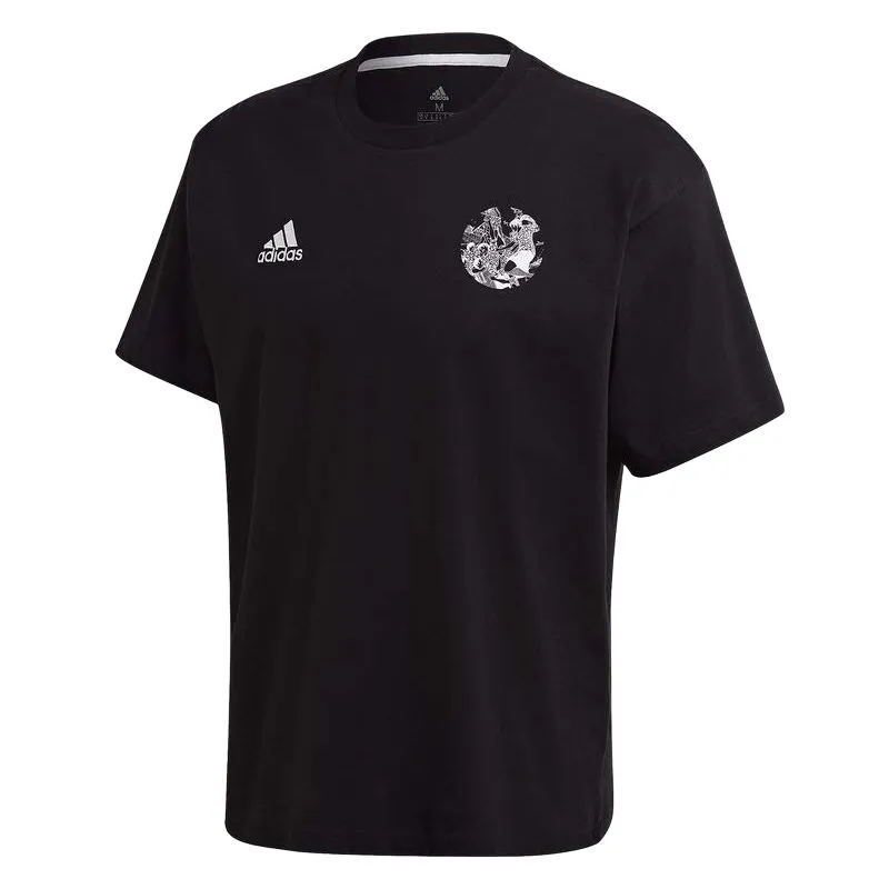 Adidas T-Shirts Men's Black Crew Neck Moderate Straight Fit