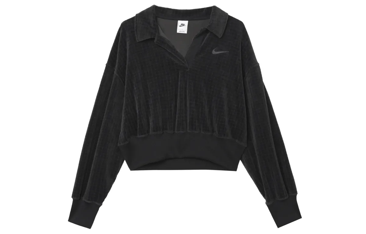 Nike Sweatshirts Women's Black Lapel Moderate Regular