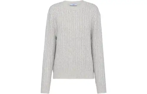 PRADA Cashmere Sweaters Women's Gray Crew Neck Moderate
