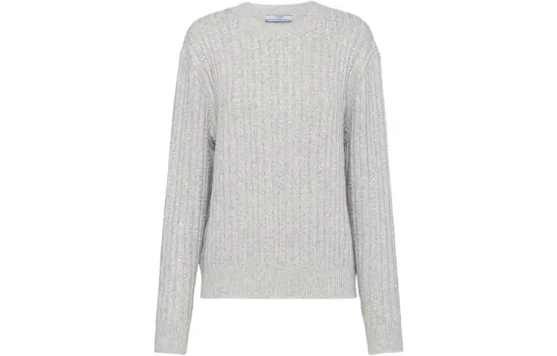 PRADA Cashmere Sweaters Women's Gray Crew Neck Moderate