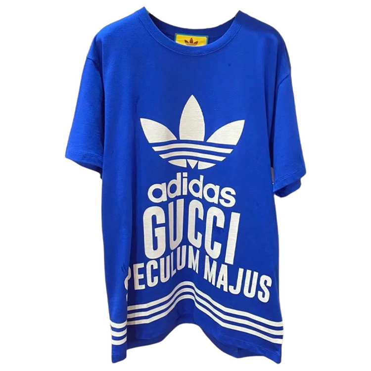 Женская футболка Gucci x adidas originals (темно-синяя)