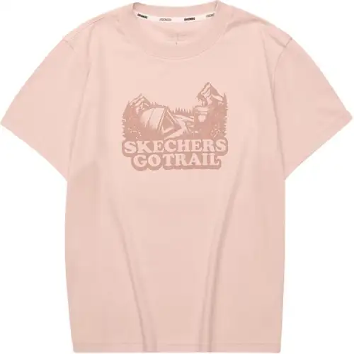 Skechers Drop Shoulder Sleeve T Shirt Women's Peach Pink