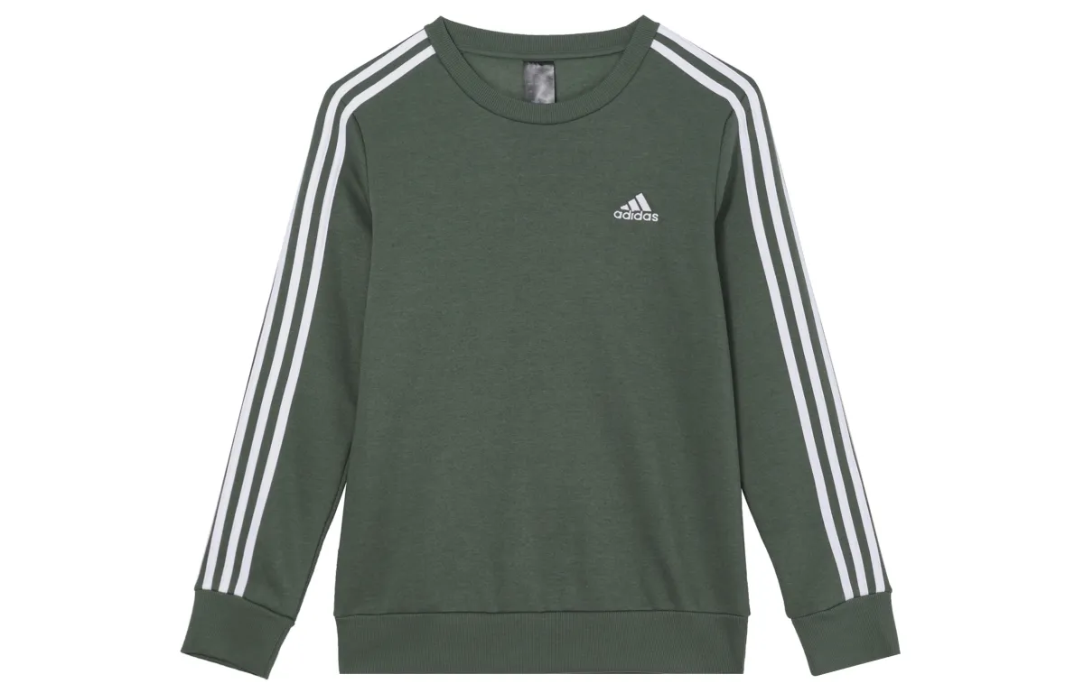 Adidas FW24 Retro Sports Stripes Casual Thickened And Fleece Lined Crew Neck Long Sleeved Sweatshirt Women's