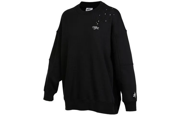 Nike Women'ss Fleece Crewneck Long-Sleeve Sweatshirt Black