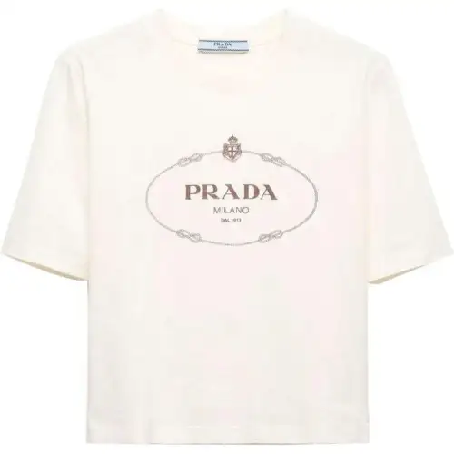 Prada logo-print cotton cropped t-shirt