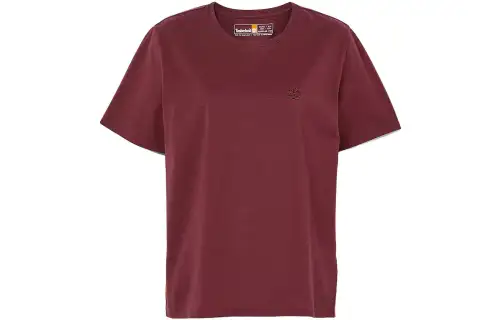 Timberland T Shirts Women's Dark Red Crew Neck Moderate Straight Fit