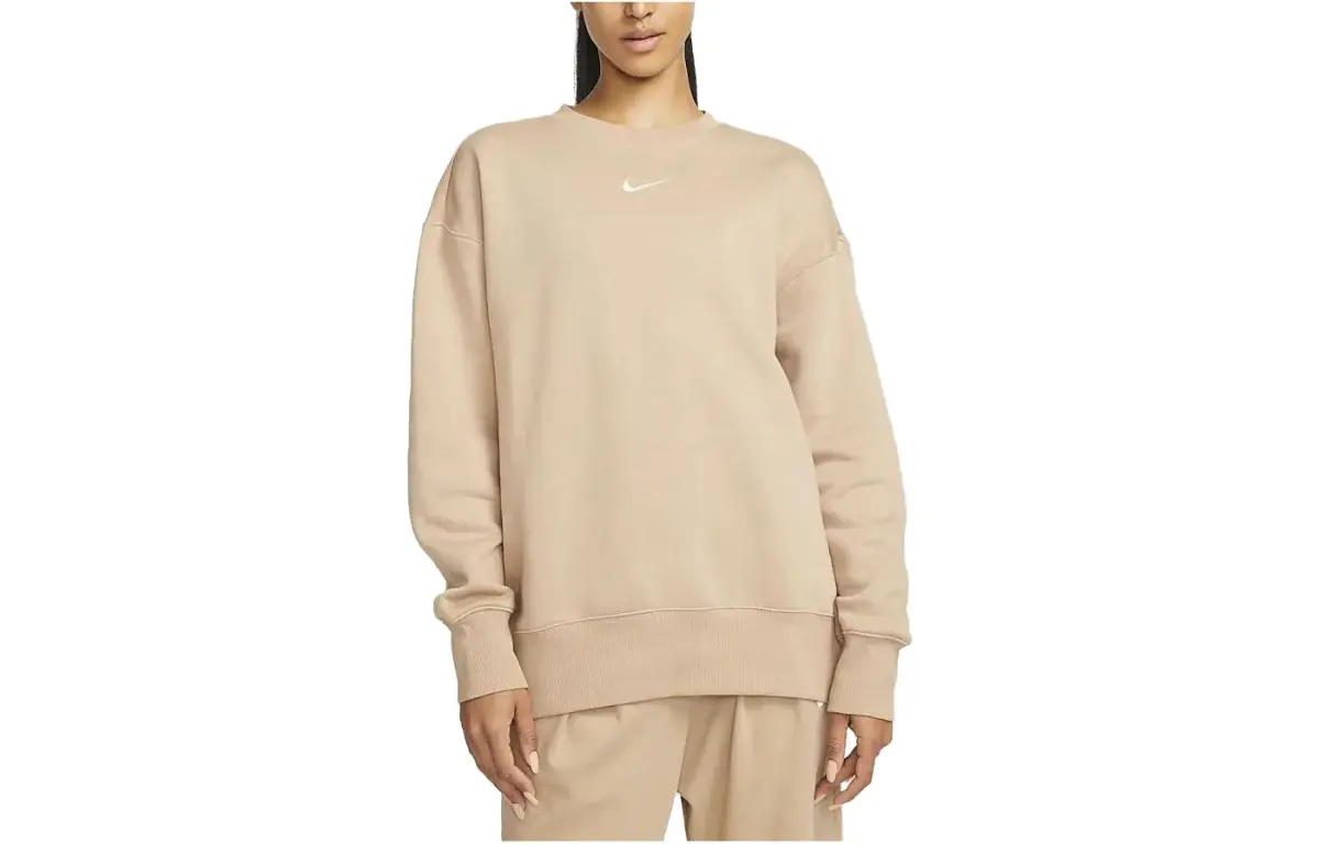 Nike Sweatshirts Women's Khaki Crew Neck Moderate Regular