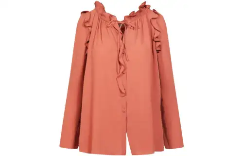 Bottega Veneta Shirts Women's Orange Ruffle Collar Moderate Other