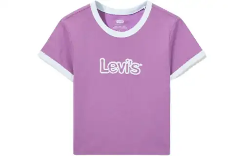 Levis T Shirts Women's Purple Crew Neck Moderate Straight Fit