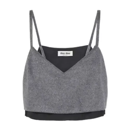 MIU MIU V Neck Velour Top