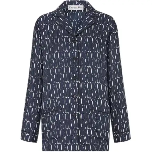 DIOR Shirts Women's Marine Blue Lapel Moderate Other