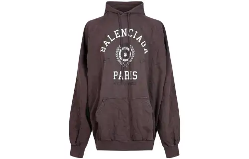 Balenciaga College 1917 Oversized Cotton Hoodie Burgandy/White