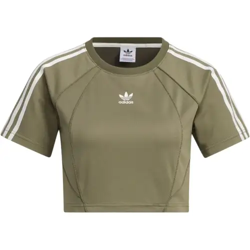Adidas Originals BABY TEE Raglan Sleeve T Shirt Women's Strata Olive Green