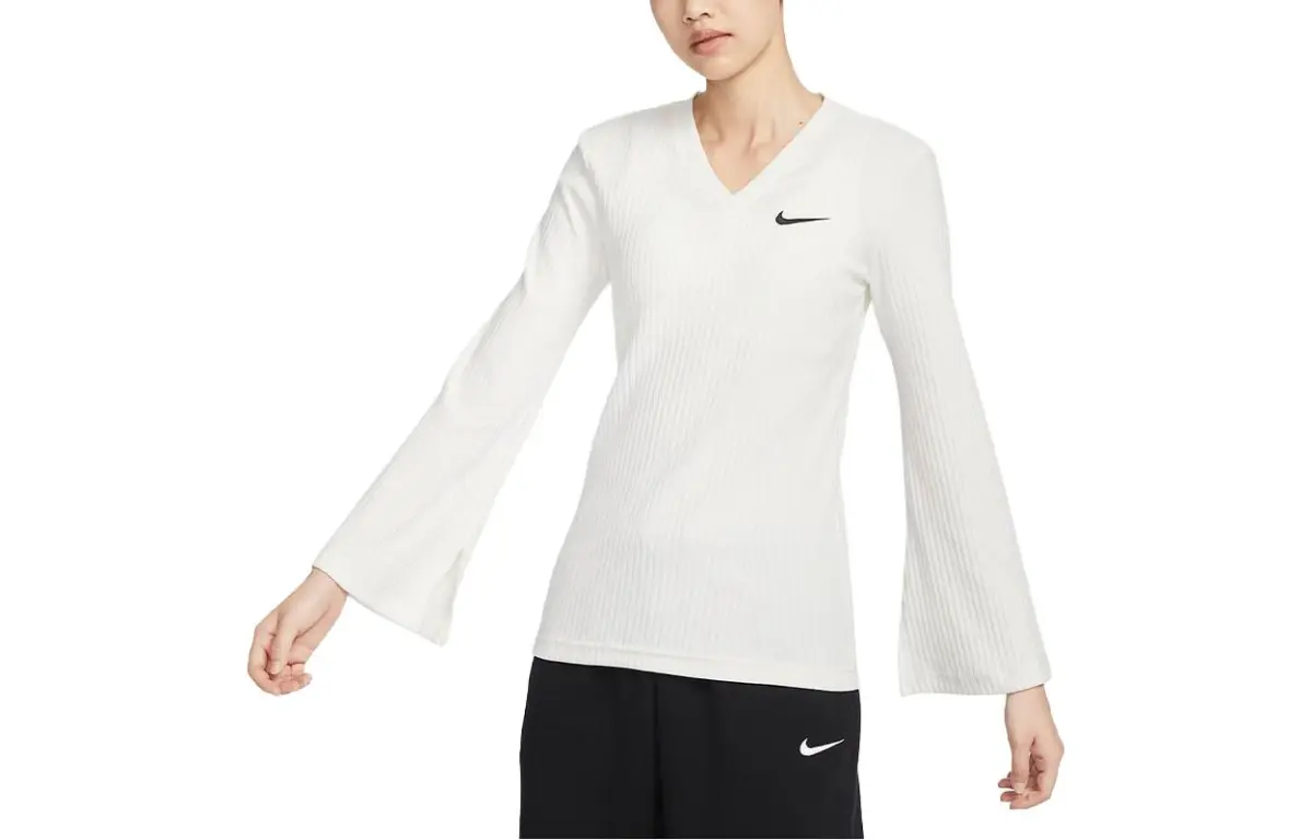 Nike Knitwear Women's Sail White V-neck Moderate Other