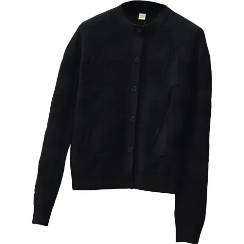HERMES Knitwear Women's Black Crew Neck Moderate Cardigan