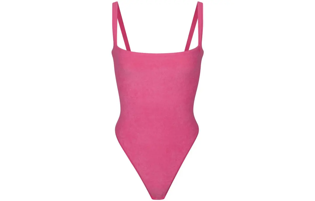 Skims Bodysuits Women's Pink Square Collar