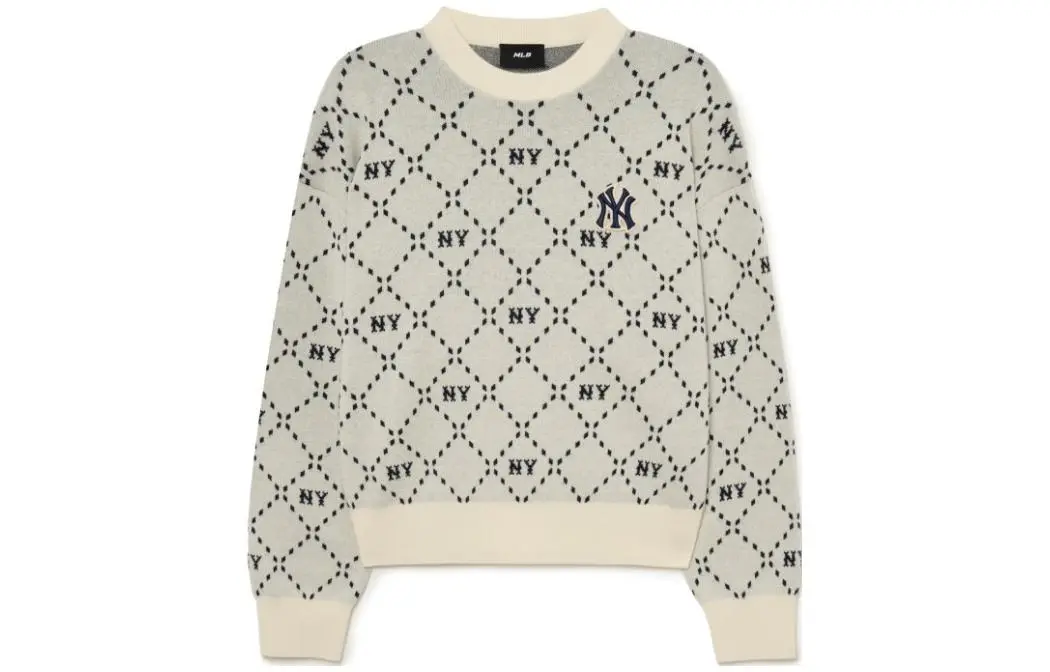 MLB Sweatshirts Women's Ecru Crew Neck Moderate Straight Fit