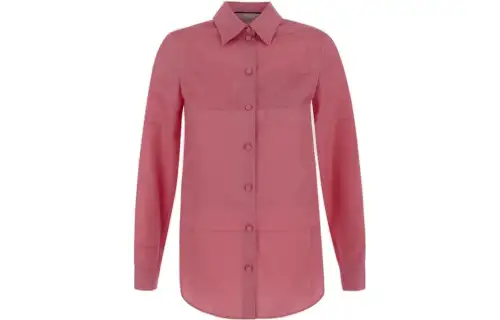GUCCI Satin Long Sleeve Blouse Pink