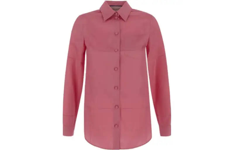 GUCCI Satin Long Sleeve Blouse Pink