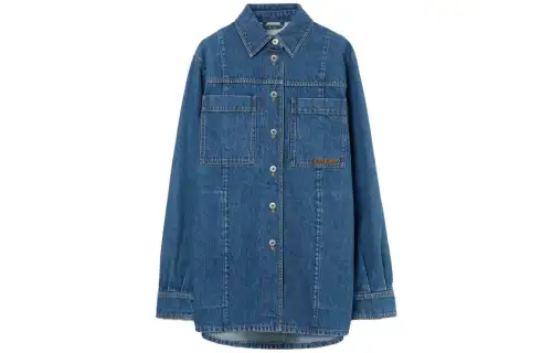 【Previous Season】logo-embroidered denim overshirt