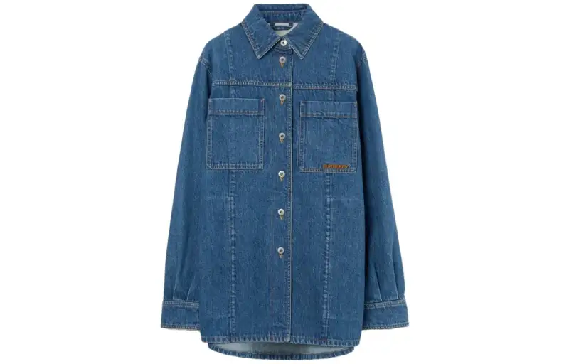 【Previous Season】logo-embroidered denim overshirt