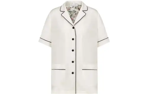 DIOR Quarterly New Products Shirts Women's White Lapel Straight Fit