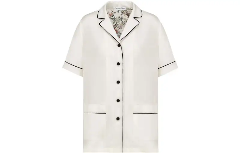 DIOR Quarterly New Products Shirts Women's White Lapel Straight Fit