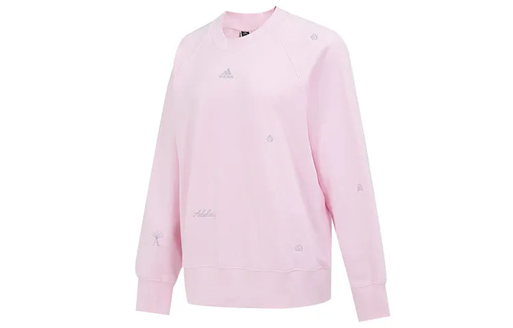 Adidas Sweatshirts Women's Pink Crew Neck Moderate Regular