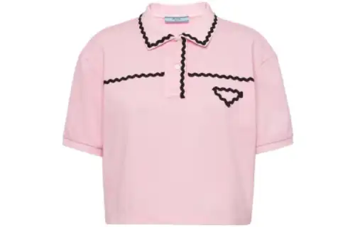 PRADA Polo Shirts Women's Pink Polo Collar Moderate Straight Fit