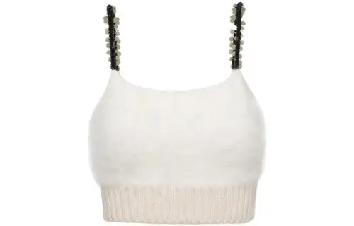 MIU MIU Camisoles Women's White Square Collar Moderate Other