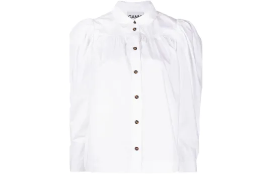 GANNI Puff sleeve Organic Cotton Shirt