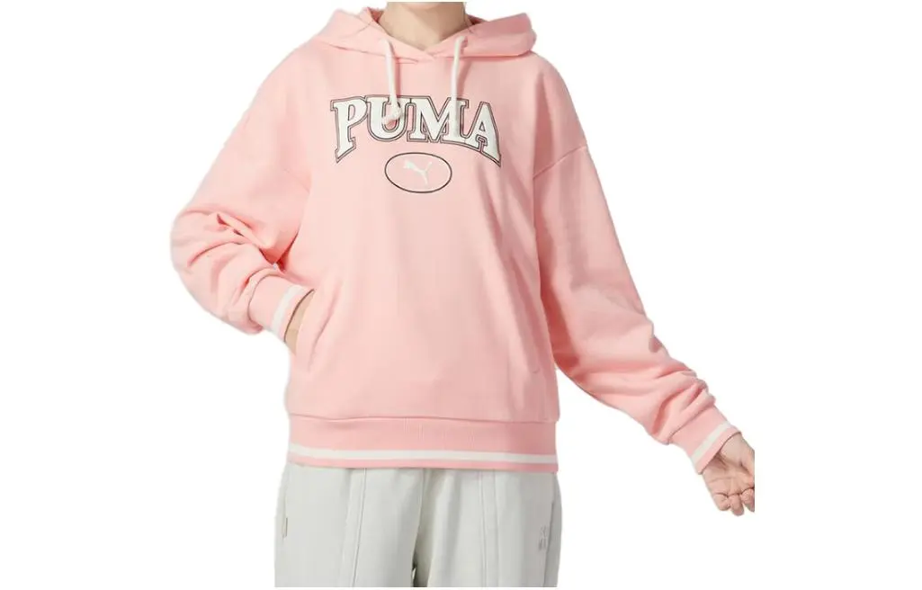 PUMA Sweatshirts Women's Pink Hooded Moderate Regular