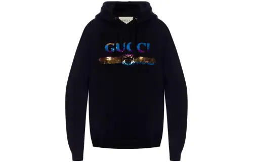 GUCCI Sweatshirts Women's Black Hooded Moderate Regular