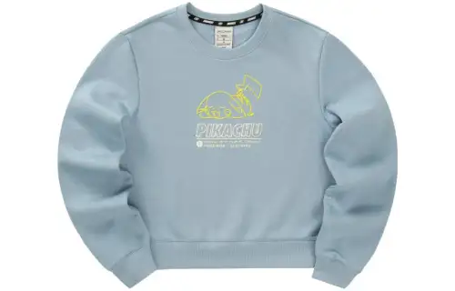 Skechers X Pokemon Sweatshirts Women's Blue Crew Neck Moderate Regular