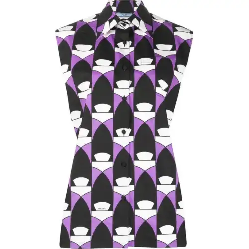 PRADA Shirts Women's Purple Lapel Moderate Other