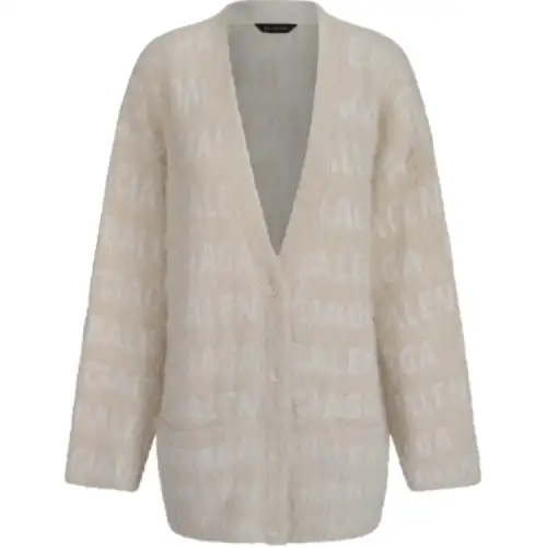 Balenciaga Allover Logo Furry Cardigan