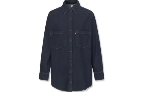 Levi's Shirts Women's Dark Blue Pointed Collar Moderate Denim