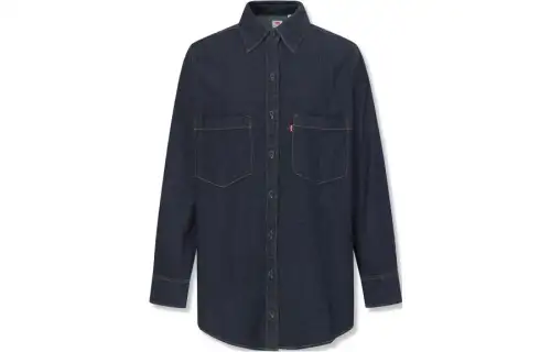 Levis Shirts Women's Dark Blue Pointed Collar Moderate Denim
